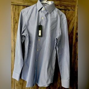 NWT Banana Republic Men’s Slim Fit Non-Iron white and navy striped dress shirt